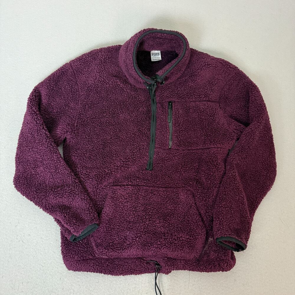 PINK Victoria’s Secret Sherpa Pullover XS Purple Fleece 1/4 Zip Jacket